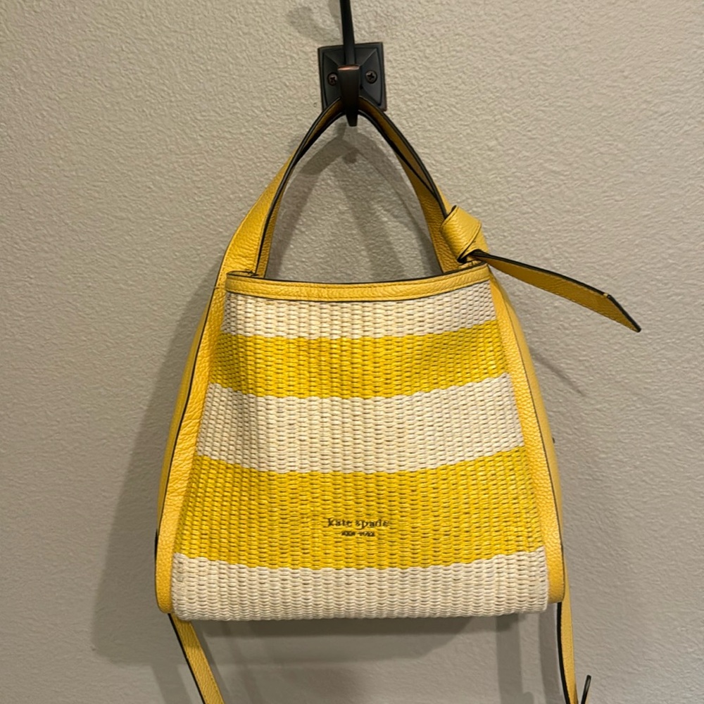 Yellow and Natural Small Kate Spade Shoulder Bag